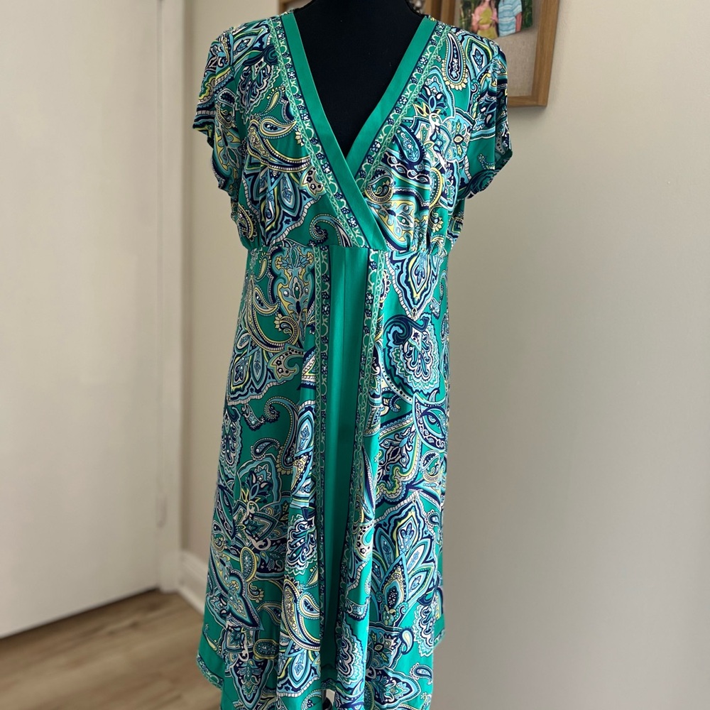 INC International Concepts Teal Paisley Dress